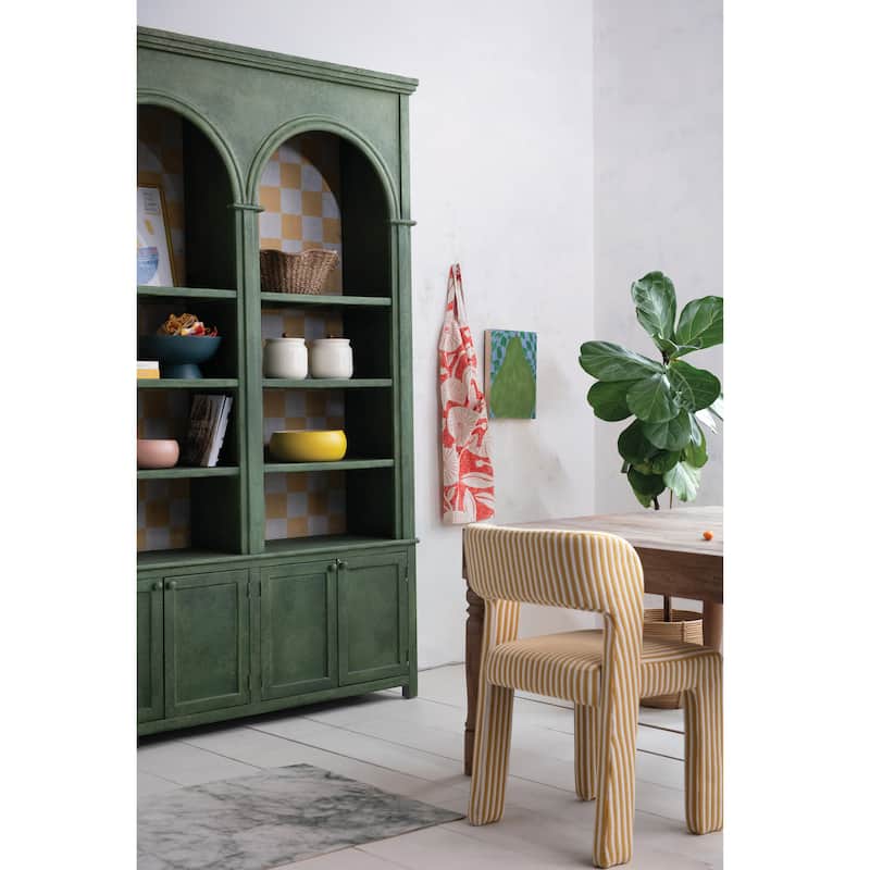 Antique Pine Wood Cabinet with Checkered Interior - 61.25" L x 16.75" W x 94.5" H