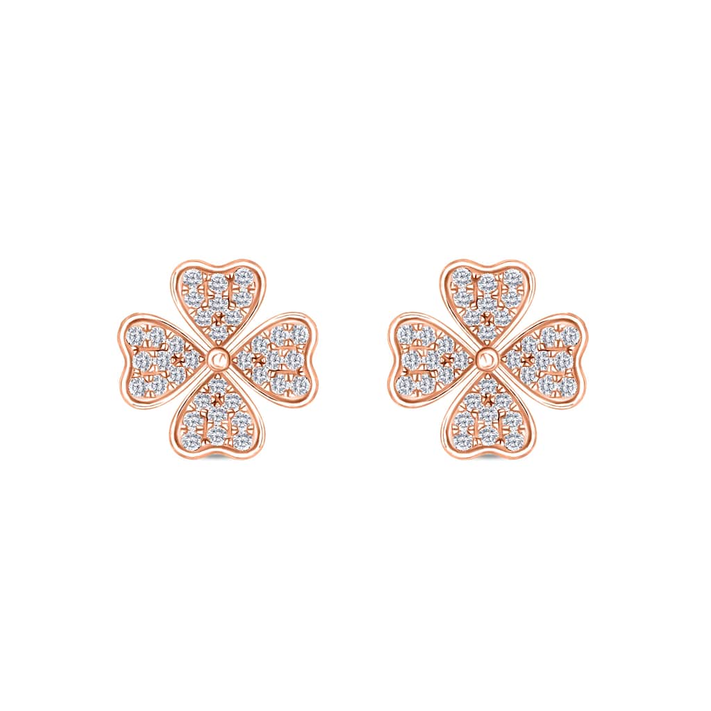 1/4 Cttw Natural Diamond 10KT Pink Gold Earrings