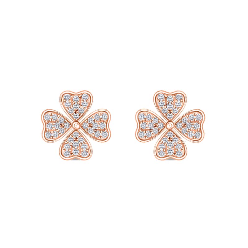 1/4 Cttw Natural Diamond 10KT Pink Gold Earrings