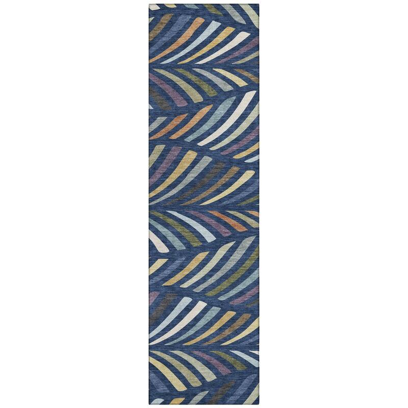 Machine Washable Indoor/ Outdoor Modern Feather Chantille Rug