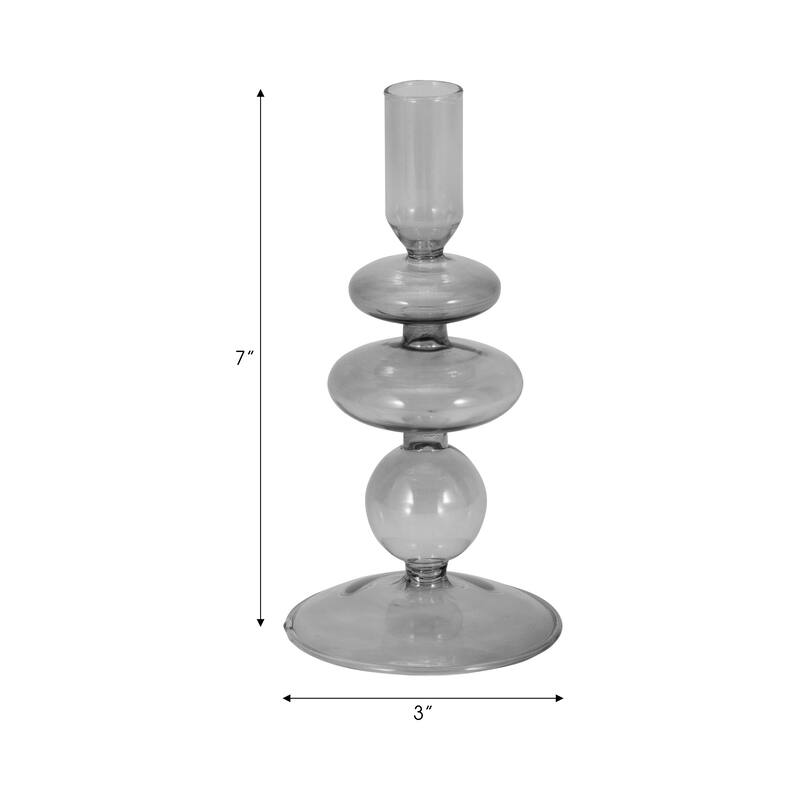 Sculptural Glass Candle Holder with Rounded Accent Base - Modern Tabletop Candle Holder for Any Room