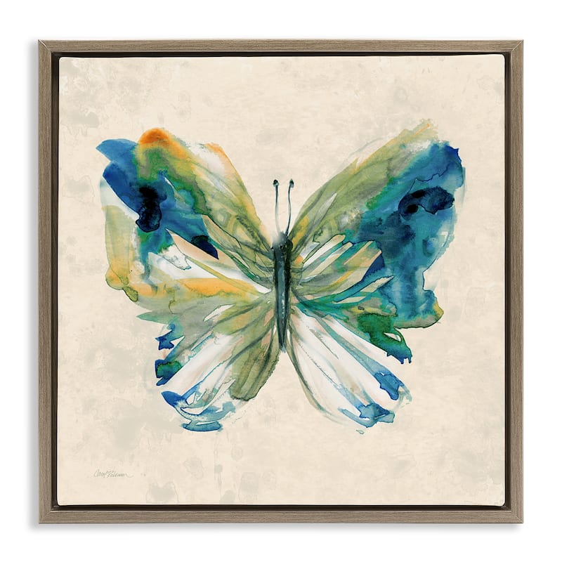 Stupell Vivid Abstract Butterfly Wings Framed Floater Canvas Wall Art Design By Carol Robinson - 25 x 25 - Brown