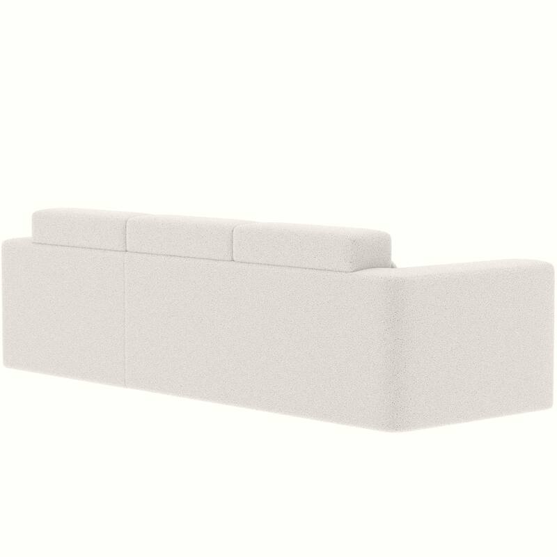 L Shaped Modular Sectional Cloud Sofa with Chaise, Teddy Fabric 3 Seat Corner Sofa, Upholstered Couch with Pillows