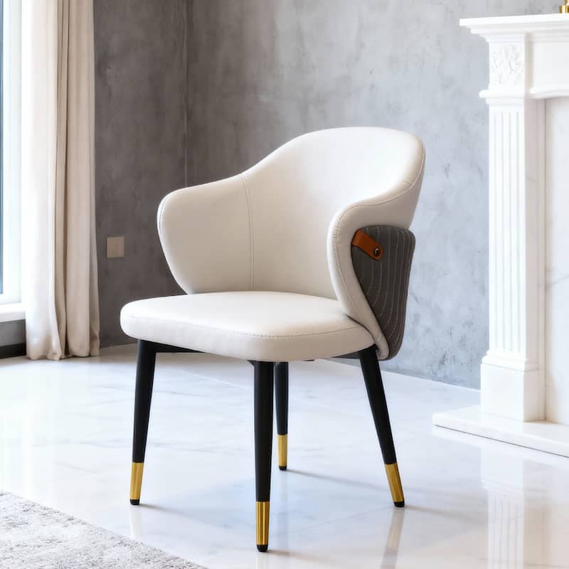 PU Leather Upholstered Chairs Set of 2, Ergonomic Side Chairs, Minimalist Design