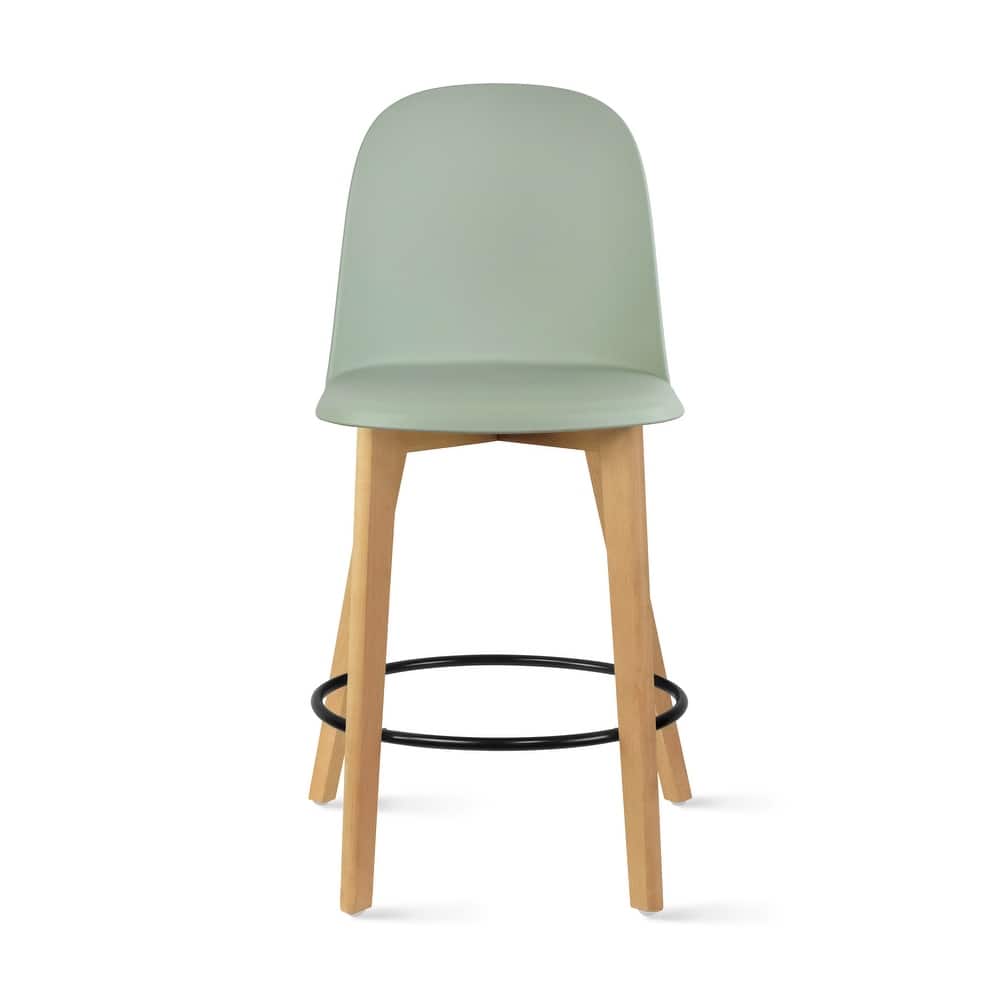 Farmhouse Plastic Round Bar Counter Stool Height High Chair Natural Solid Wood Kitchen Dining Patio Modern, Single, Set of 1