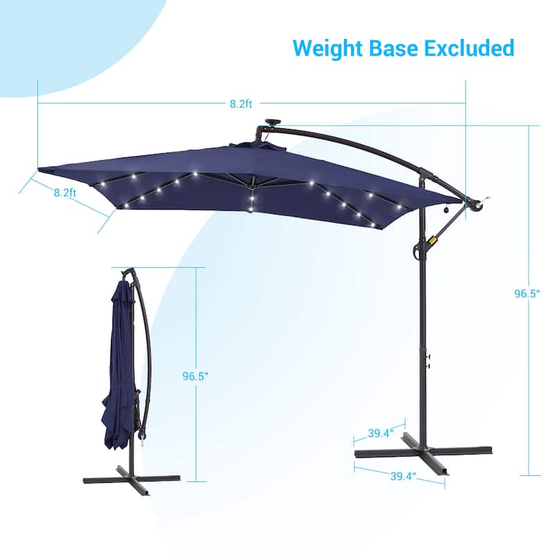 LIVOOSUN 8.2Ft LED Patio Umbrella,Outdoor Offset Market Umbrellas