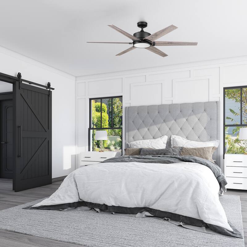 62" Honeywell Talbert Ceiling Fan with Color Changing LED Light, Remote Control, Dual Mounting Options, Dual Finish Blades