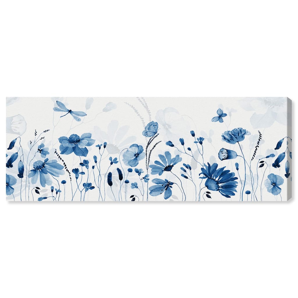 Blue Floral Spring Panoramic Canvas by Art Remedy, Gallery Wrapped