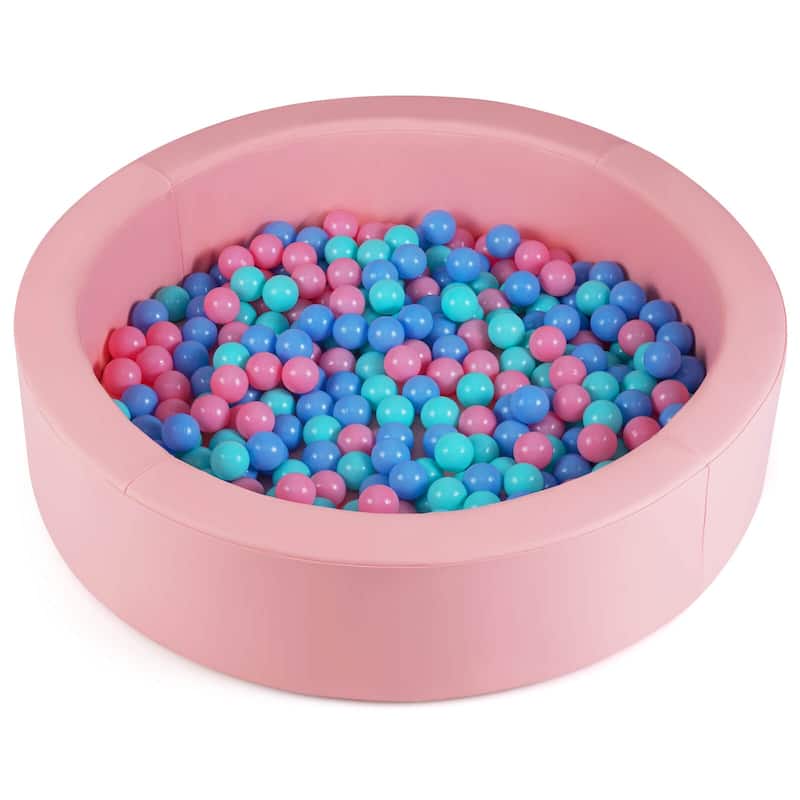 Costway 42.5" Round Foam Ball Pits with 25D Sponge Filling Washable PU - See Details - Pink