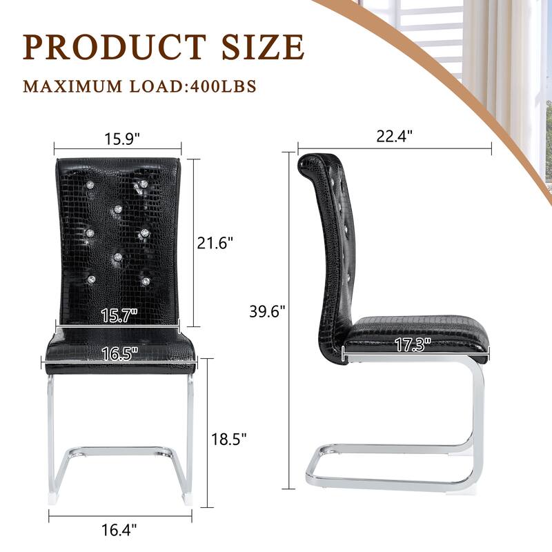 Dining Chair Black Silver Side Chair Kitchen Chair Leisure Chair Lounge Chair Office Chair Armless Chair with Metal Legs