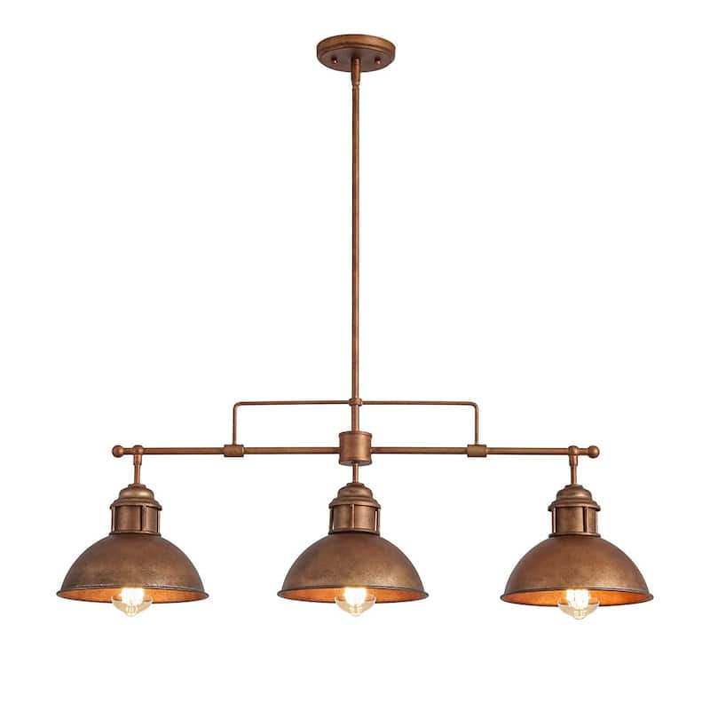 Industrial 3-Light Dome Kitchen Island Pendant - Brushed Black Grey