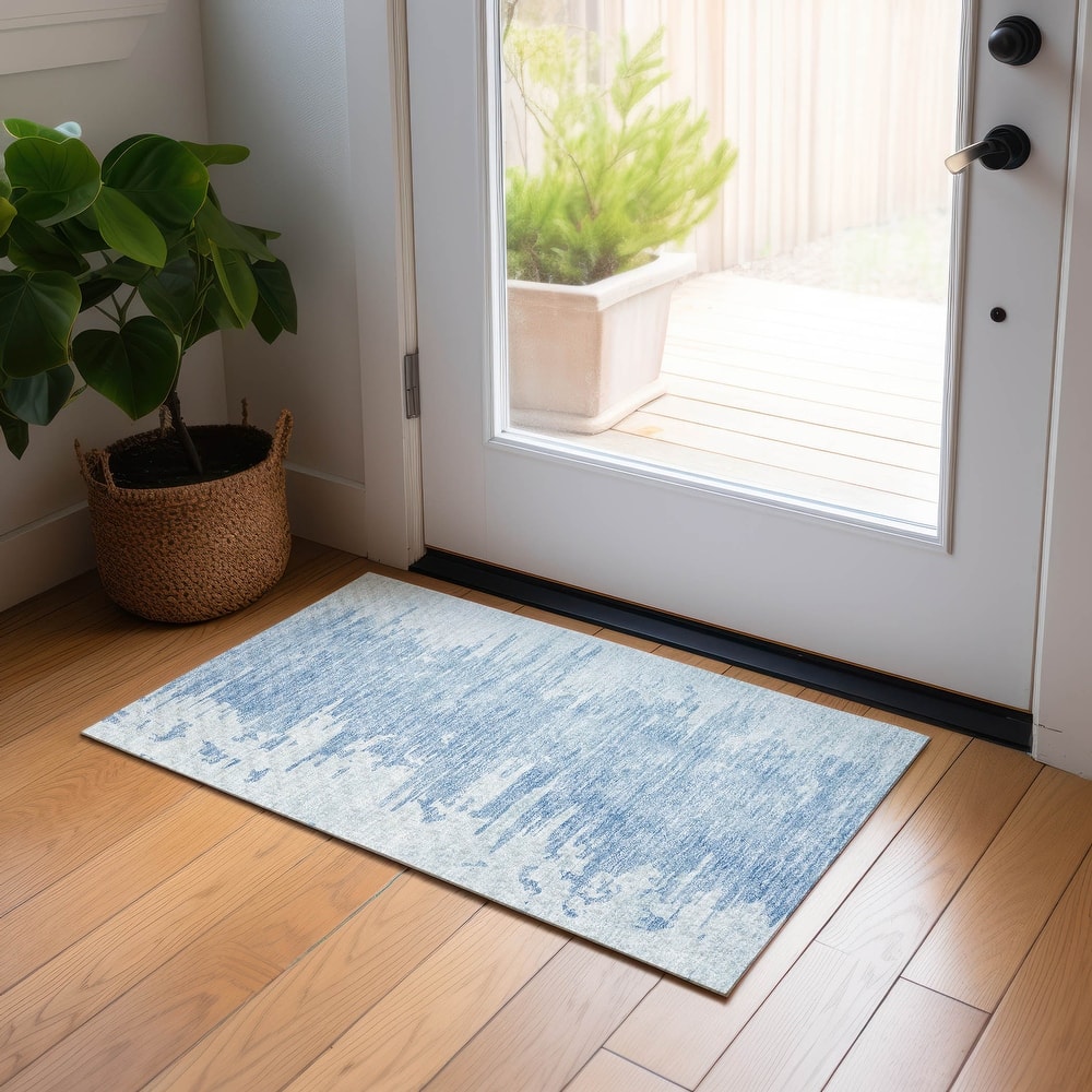 Machine Washable Indoor/ Outdoor Chantille Abstract Ombre Rug