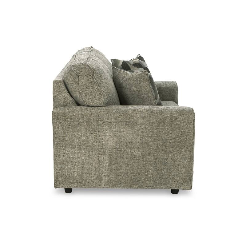 Timu Loveseat, 63 Inch Light Gray Polyester, Track Armrests, 2 Pillows