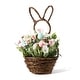 preview thumbnail 33 of 36, Glitzhome Easter Bunny Shaped Wreath with Eggs Satin Ribbon Bow Basket