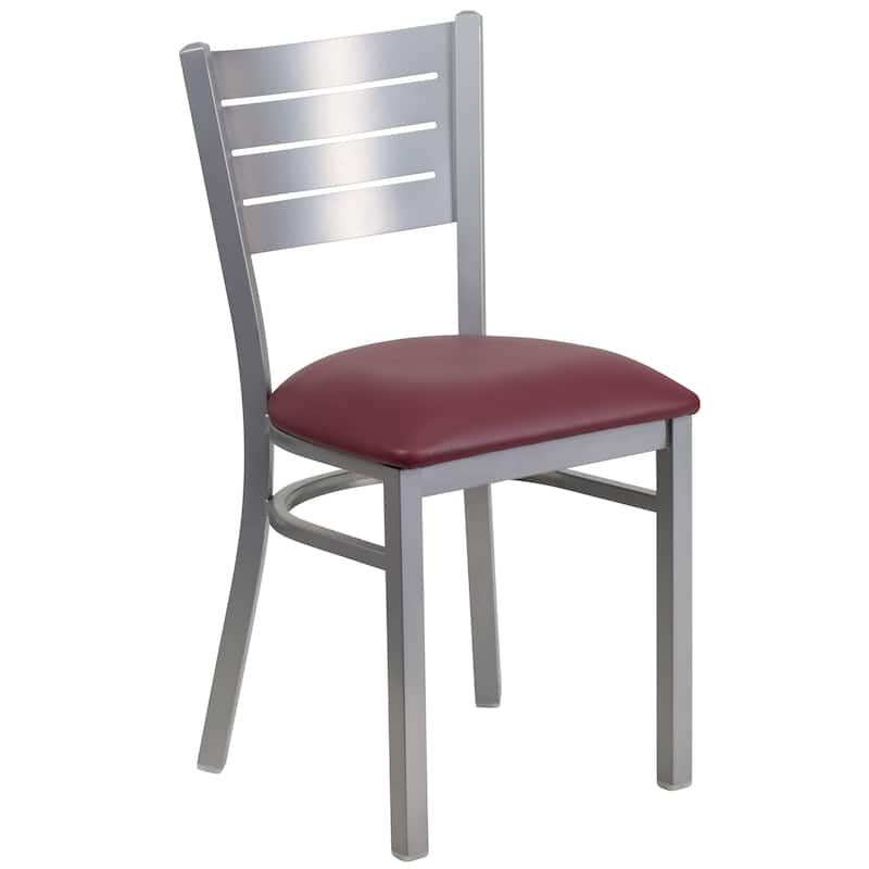 Slat Back Metal Restaurant Chair - 16.5"W x 19"D x 33.5"H - 16.5"W x 19"D x 33.5"H