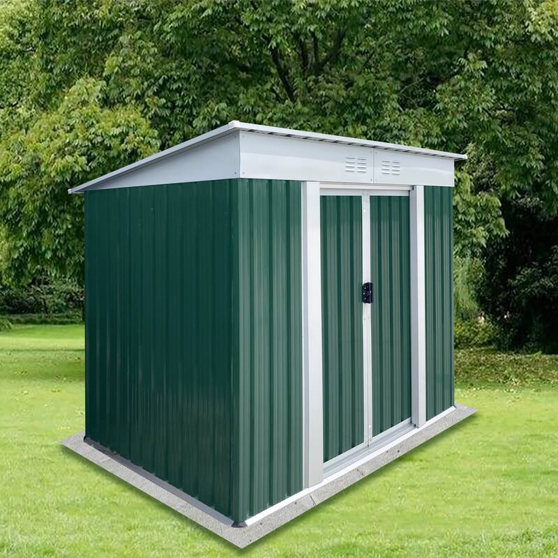 Outdoor Storage Sheds 6FTx4FT Pent Roof Green