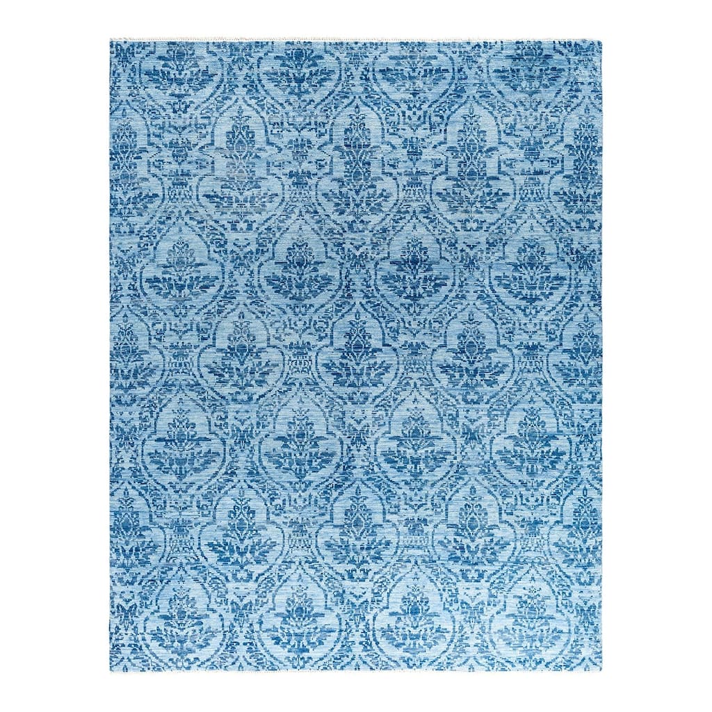 Modern One-of-a-Kind Handmade Area Rug - Blue, 8' 1" x 10' 1" - 8' 1" x 10' 1"