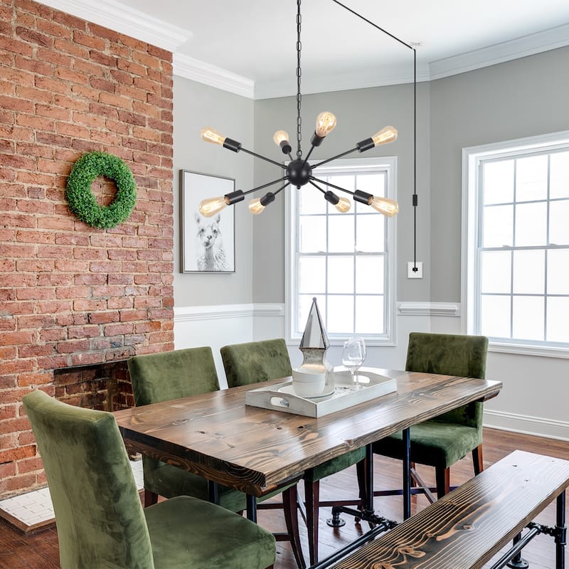 8-Light 23.54 in. Sputnik Chandelier for Living Room with Plug in Cord