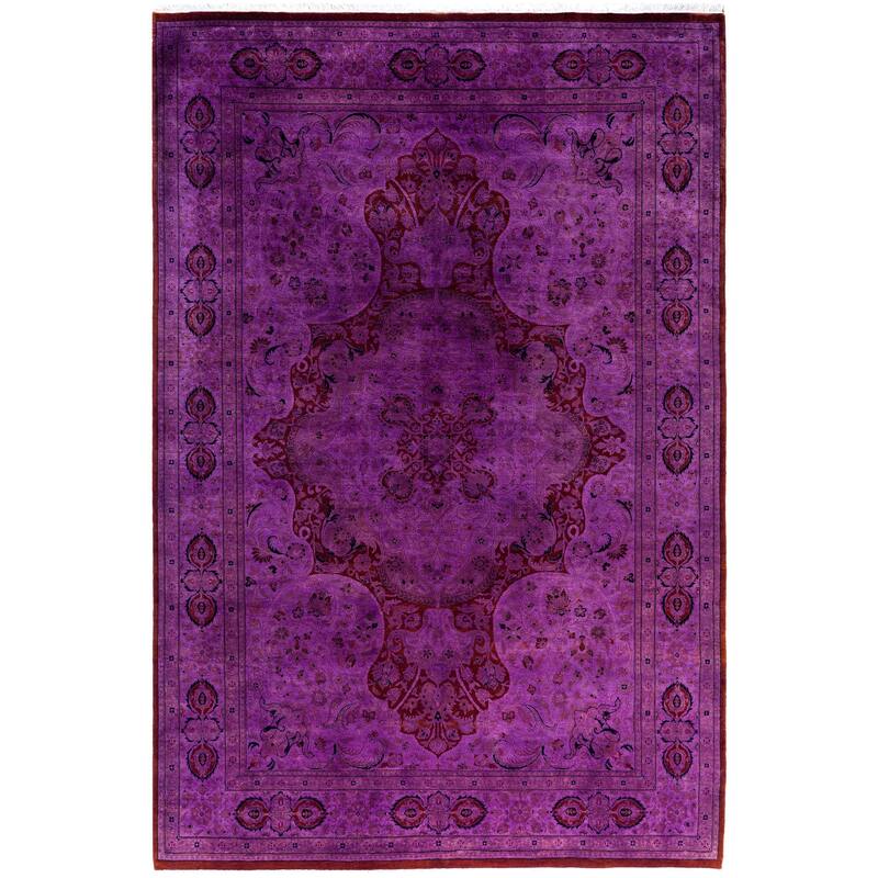 Overdyed One-of-a-Kind Hand-Knotted Area Rug - Purple - 6' 2" x 9' 3"