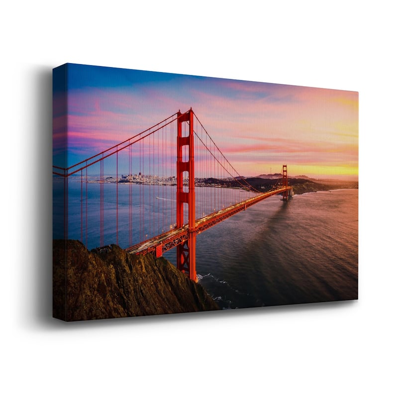 The Golden Gate Bridge at Sunset Premium Gallery Wrapped Canvas - Ready to Hang - 24X36