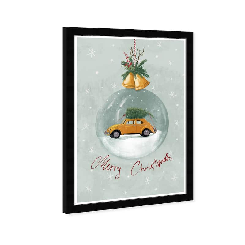 Wynwood Studio Prints Holiday and Seasonal Holiday Bells Sphere Blue and Teal Modern & Contemporary Wall Art Canvas Print