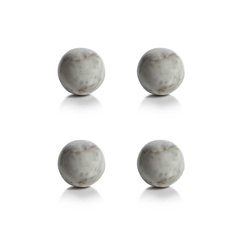 Monza White Marble Fill Decorative Balls, Set of 4