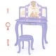 preview thumbnail 8 of 6, 2 in 1 Princess Makeup Desk Dressing Table Kids Vanity Set w/ Lights Violet