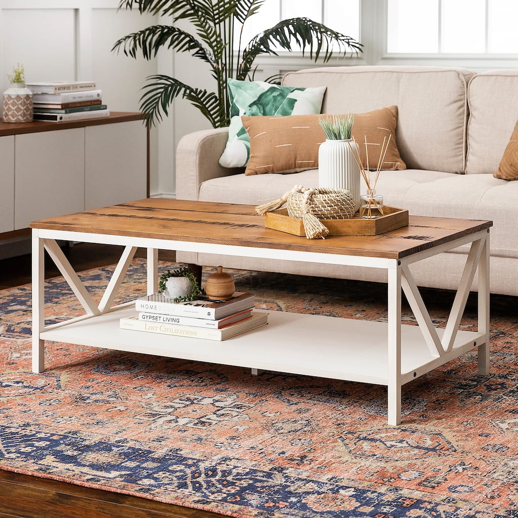 Walker Edison Solid Wood Distressed Coffee Table