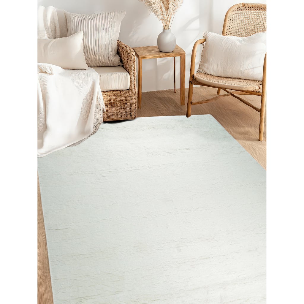 Hand-Knotted Wool Modern Solid Rug | Elegant Ivory Area Rug for Living Room, Bedroom, Office, & Home Décor | Stylish