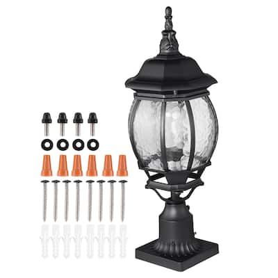 2 Pack Dusk to Dawn Outdoor Post Light, Waterproof Lamp Post Light Fixtures with Pier Mount Base Glass Shade