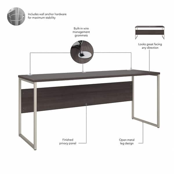 dimension image slide 5 of 10, Hybrid 72W x 24D Computer Table Desk by Bush Business Furniture