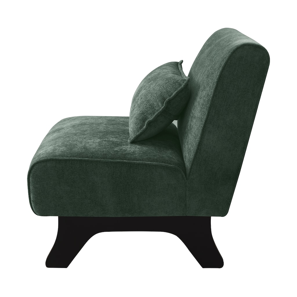 Huimo Modern armless chair with thick cushions and black wooden legs