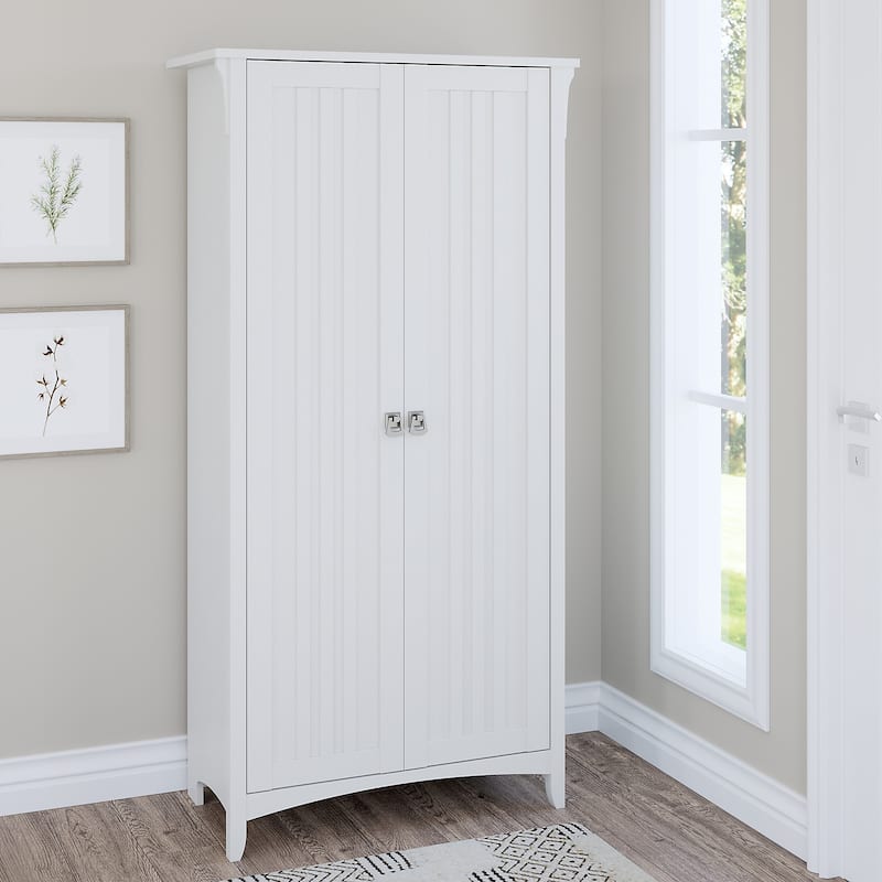 Salinas Tall Storage Cabinet with Doors by Bush Furniture - White
