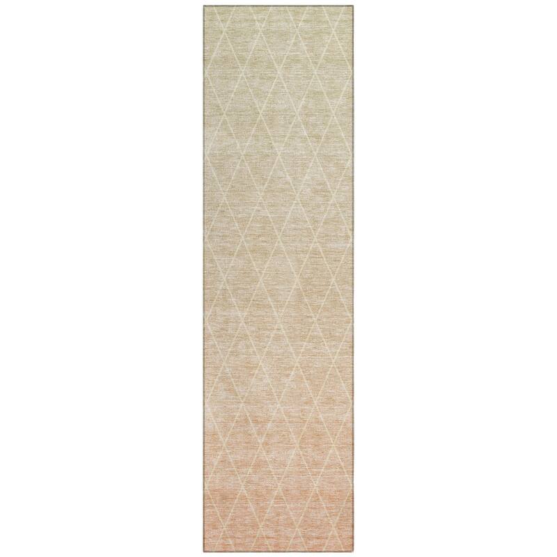 Machine Washable Indoor/ Outdoor Ombre Trellis Chantille Rug