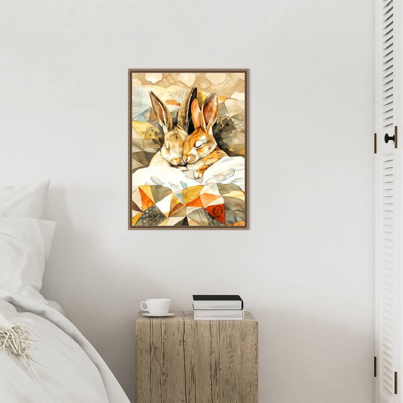 Sleepy Bunny Nap by Justyna Jaszke Framed Canvas Wall Art