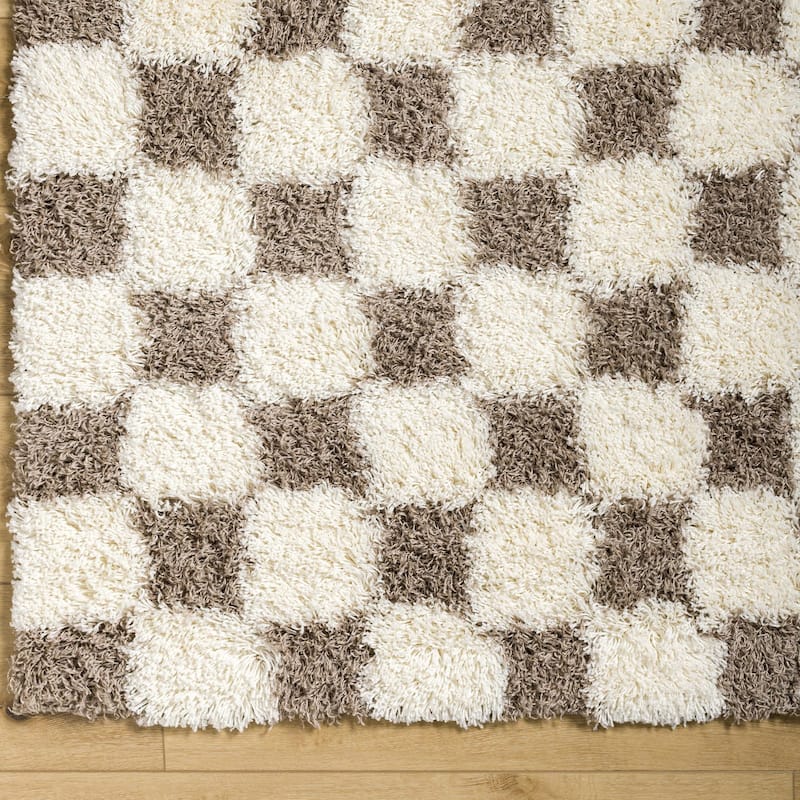 Livabliss Sibari Modern Checkered Plush Area Rug