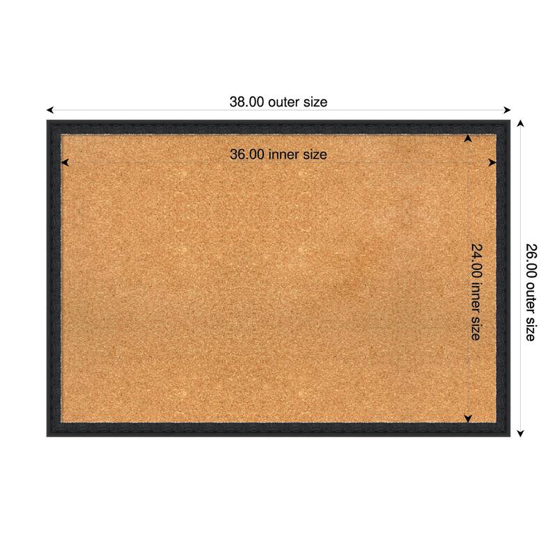 Bethany Black Wood Framed Cork Board - Bulletin Board, Organization Board, Pin Board - Natural - 38 x 26 in