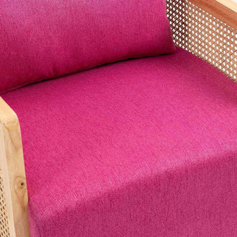 Swivel Barrel Chair with Natural Rattan Arms 24.02" W x 26.77" L x 33