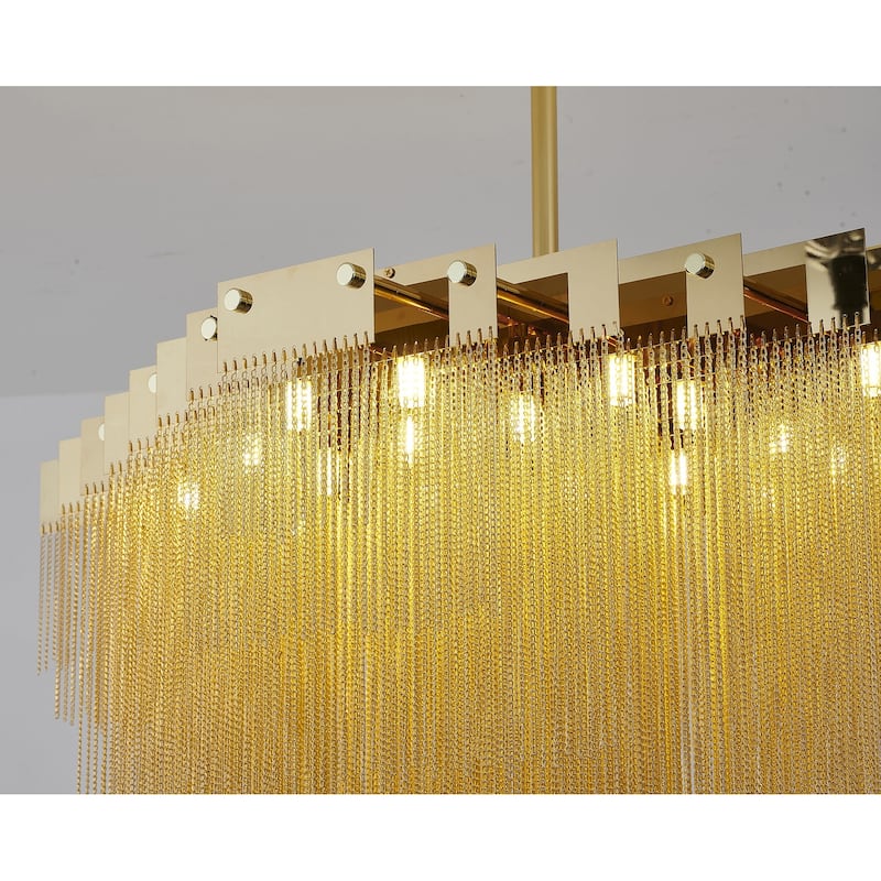 Transitional 20-Light Gold Aluminum Chains Chandelier