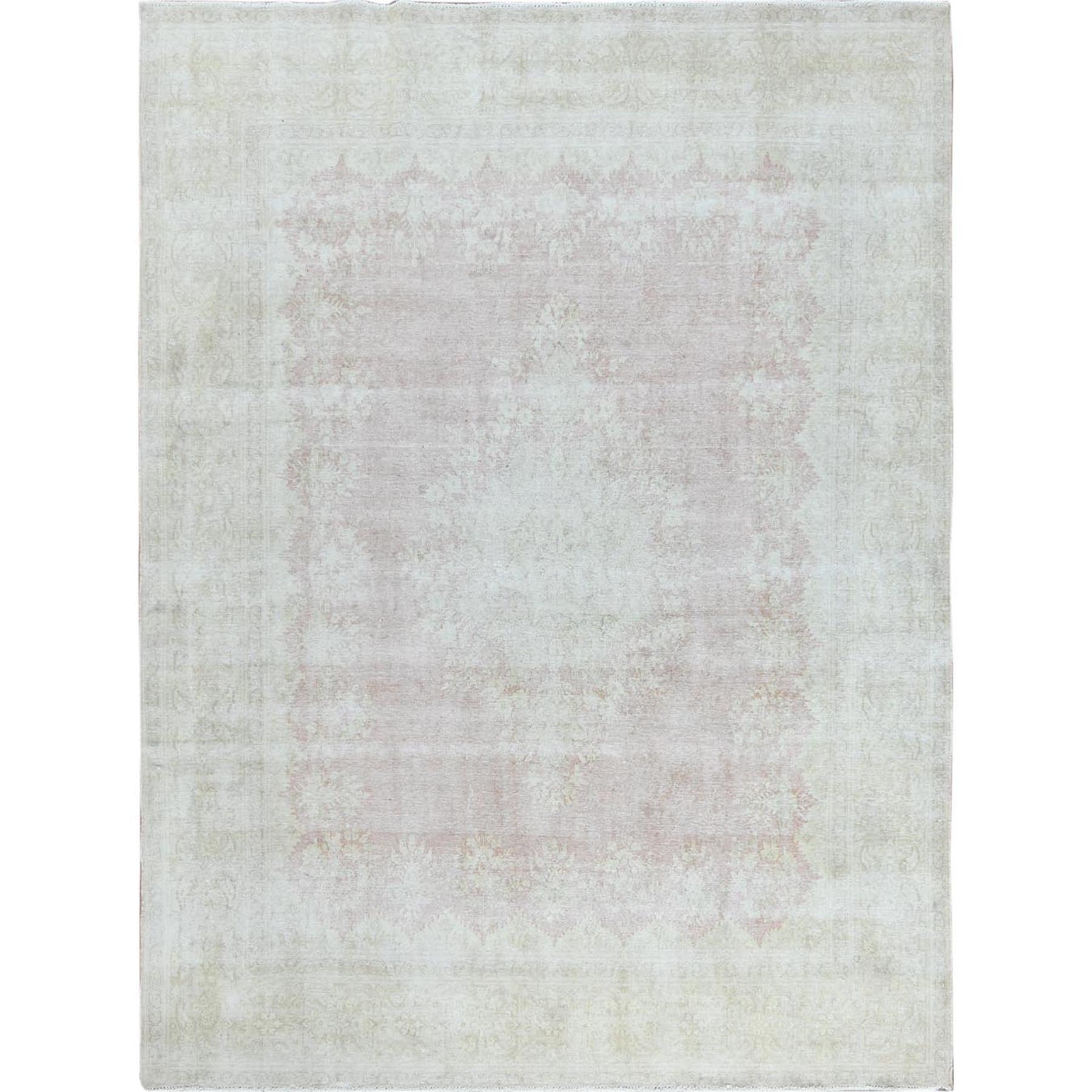 Shahbanu Rugs Worn Wool, Cropped Thin, Hand Knotted, Faded Pink ...