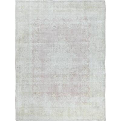 Shahbanu Rugs Worn Wool, Cropped Thin, Hand Knotted, Faded Pink ...