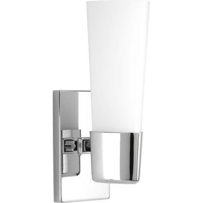 Zura Collection 1-Light Polished Chrome Etched Opal Glass Modern Bath Vanity Light