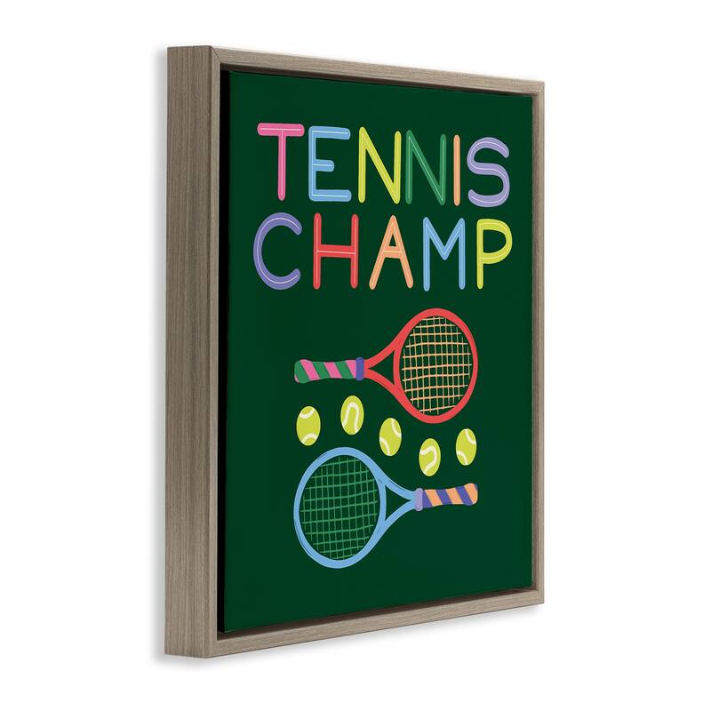 Stupell Tennis Champ Racket & Balls Framed Floater Canvas Wall Art Design By Sazerelli Designs