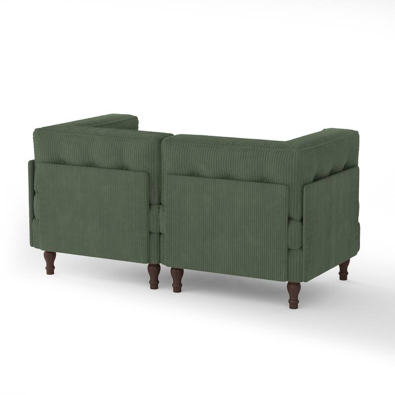 Modular Corduroy Corner Sectional Sofa Couch Set with Tufted Cushion