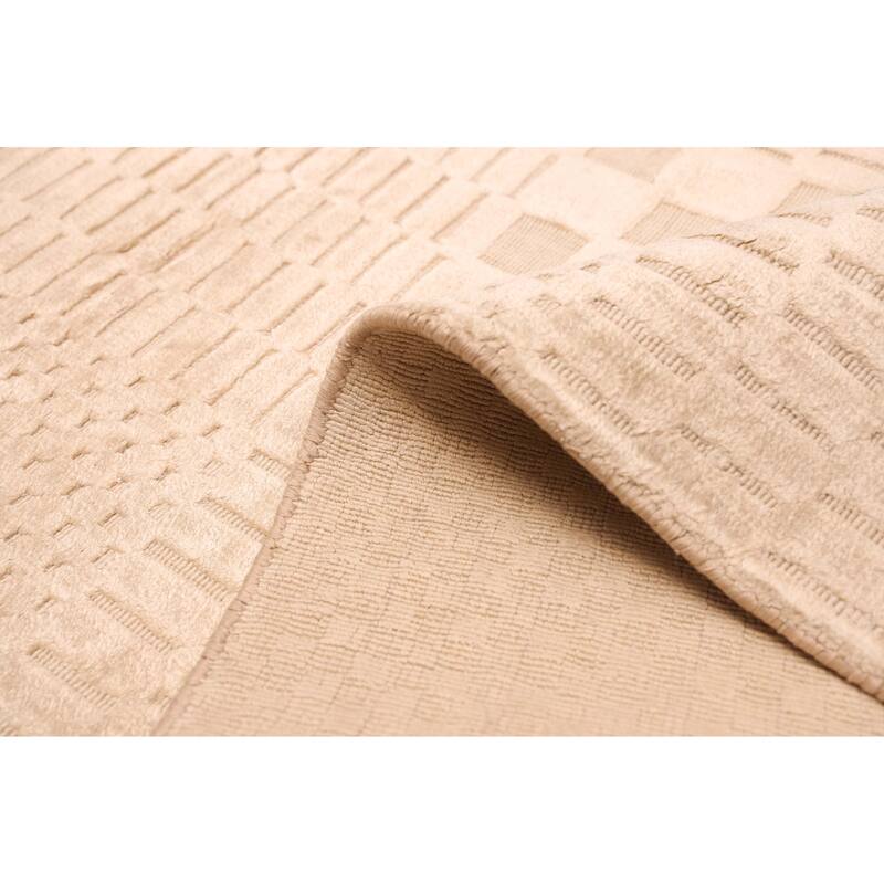 ECARPETGALLERY Hand Loomed Loreto Cream Viscose Rug - 5'5 x 8'0