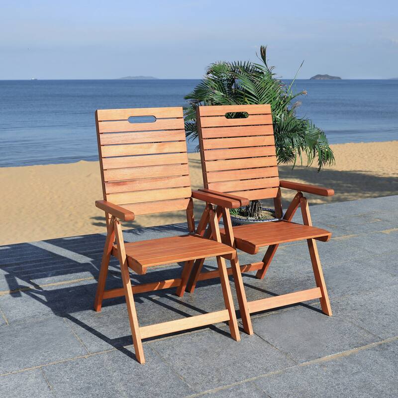 SAFAVIEH Outdoor Ottolien Folding Chair (Set of 2) - 29W x 42D x 22H - Natural