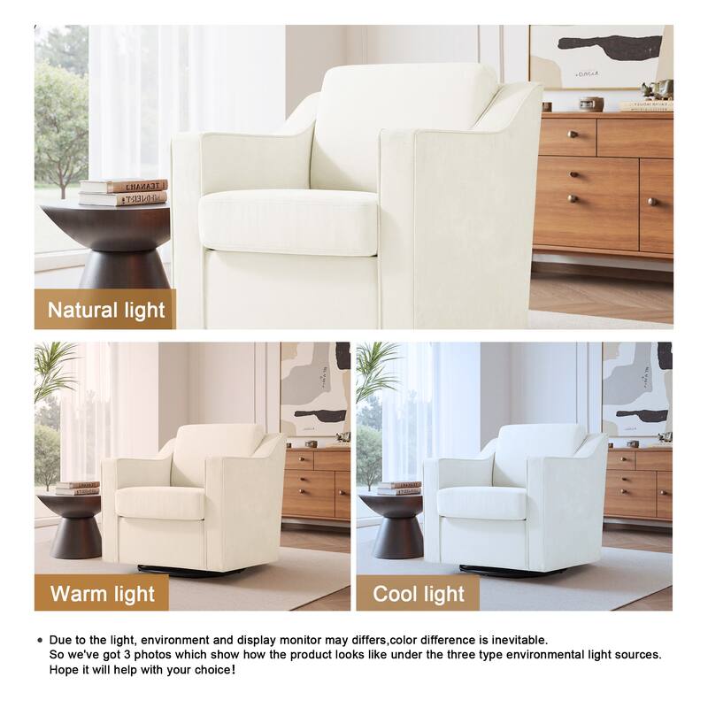 30'' W Vegan Leather/ Chenille Swivel Accent Chair