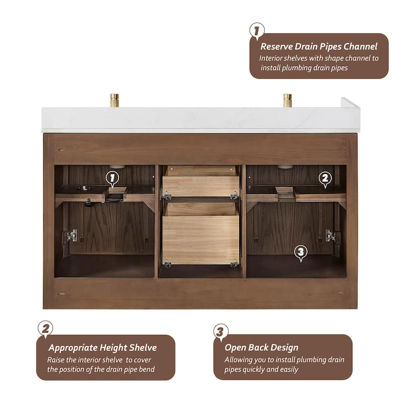 Jakarta Bath Vanity with Quartz Stone Top without Mirror