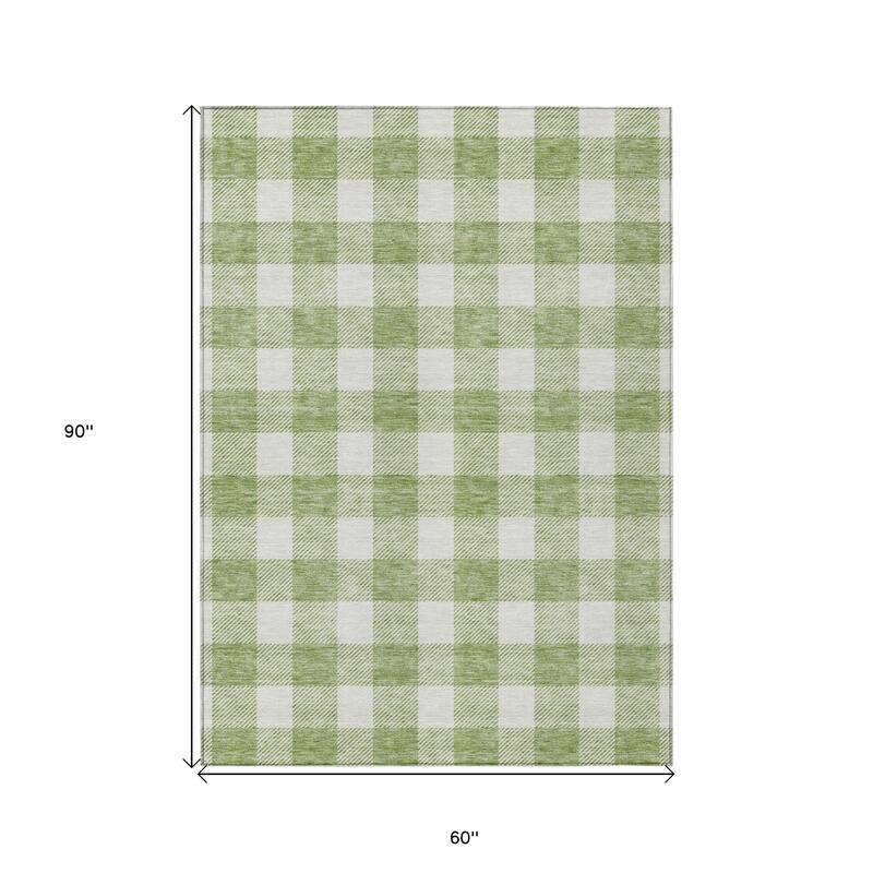 HomeRoots Plaid Transitional Rectangle Outdoor Rug