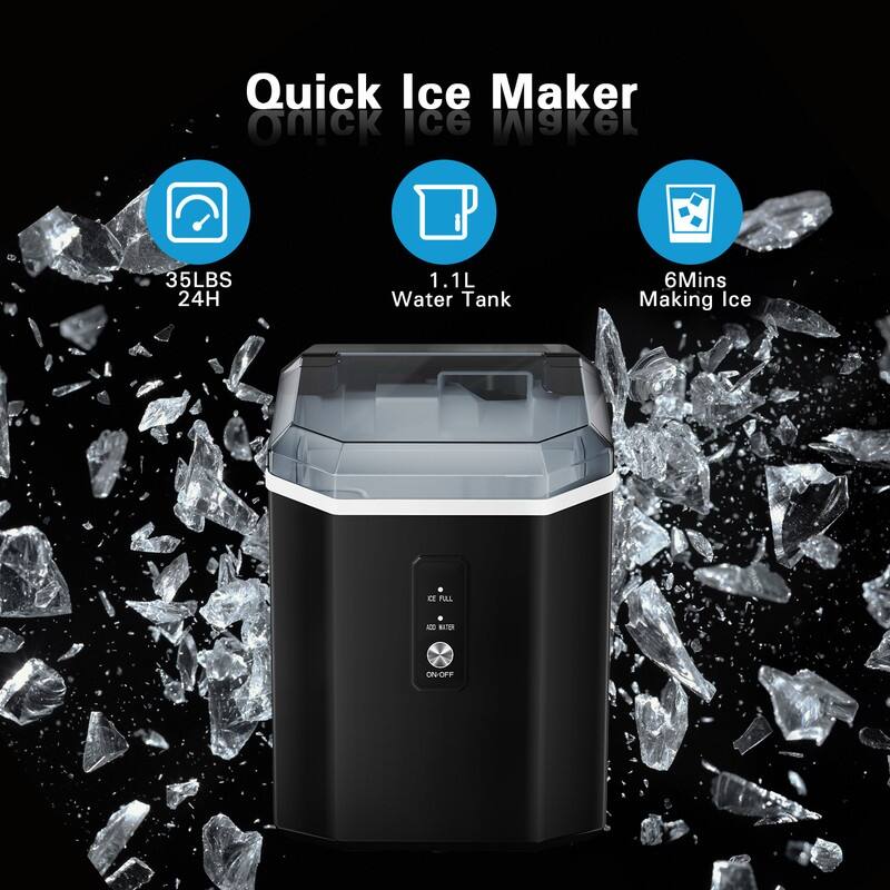 Ice Makers Countertop, Portable Ice Maker Machine with Handle, Self-Cleaning Ice Maker, Ice Scoop and Basket